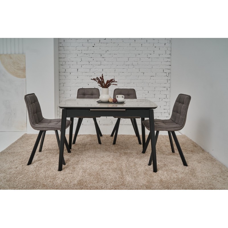 Керамічний стіл  TM-76 калакатта мармур + чорний Vetro Mebel