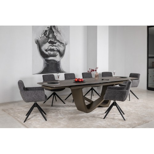 Керамічний стіл Беатріче TML-994 неро зебрано + коричневий 
Vetro