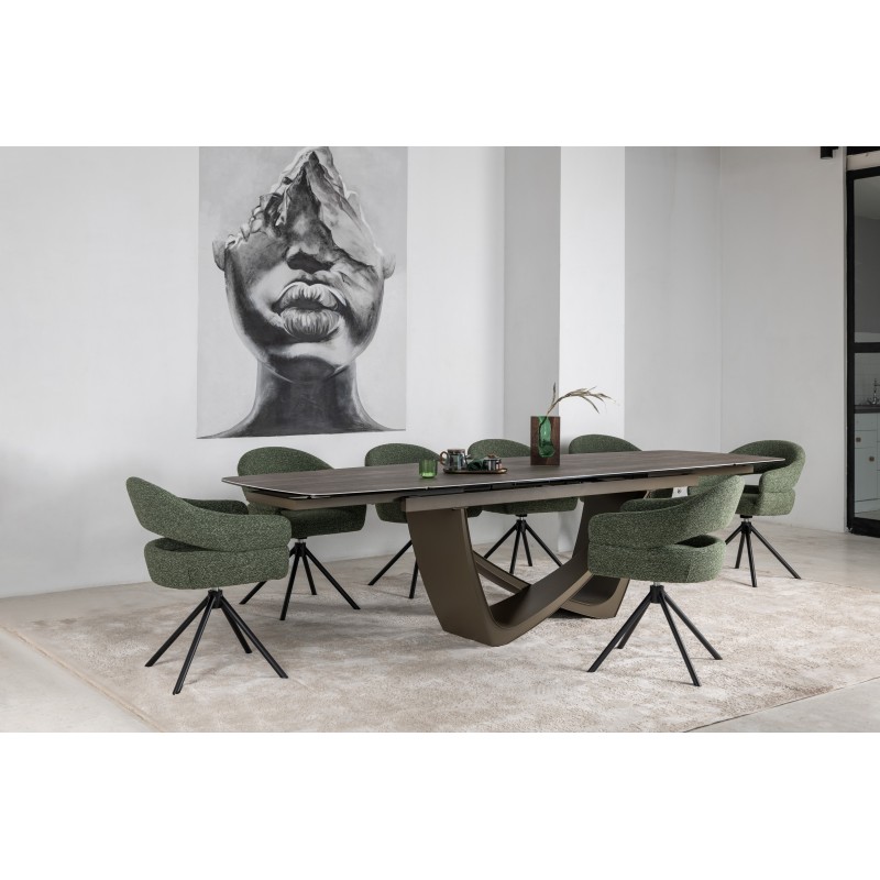 Керамічний стіл Беатріче TML-994 неро зебрано + коричневий 
Vetro