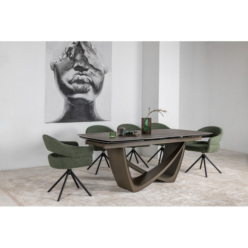 Керамічний стіл Беатріче TML-994 неро зебрано + коричневий 
Vetro