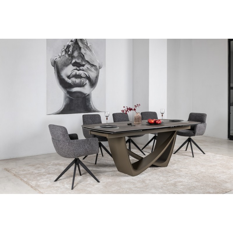 Керамічний стіл Беатріче TML-994 неро зебрано + коричневий 
Vetro