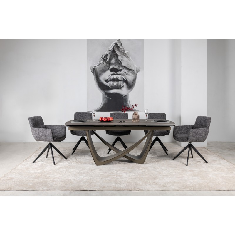 Керамічний стіл Беатріче TML-994 неро зебрано + коричневий 
Vetro