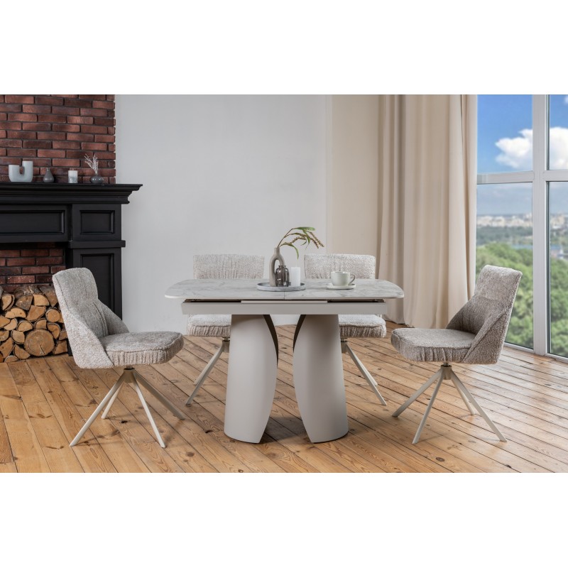 Керамічний стіл Лунаріо TML-1322 клауді грей + айворі 
Vetro Mebel