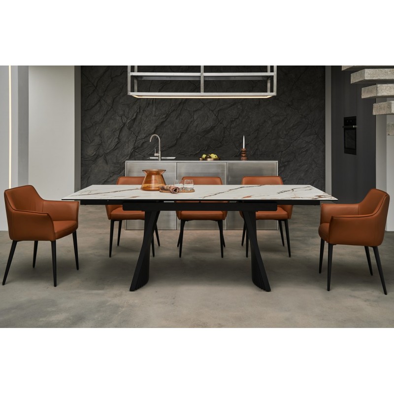 Керамічний стіл Олімпія ТМL-985 каса голд + чорний 
Vetro Mebel