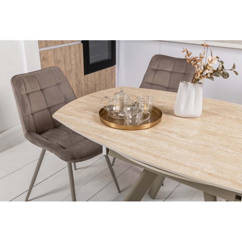 Керамічний стіл Сієна TML-1240 римський траветрін + капучино 
Vetro Mebel