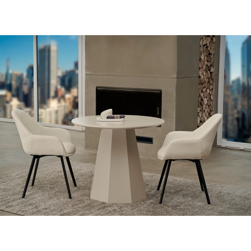 Стіл круглий поліуретановий МДФ TМ-200-1 теплий пісок 
Vetro Mebel