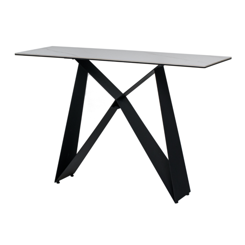 Консоль Бруно білий мармур + чорний Vetro Mebel