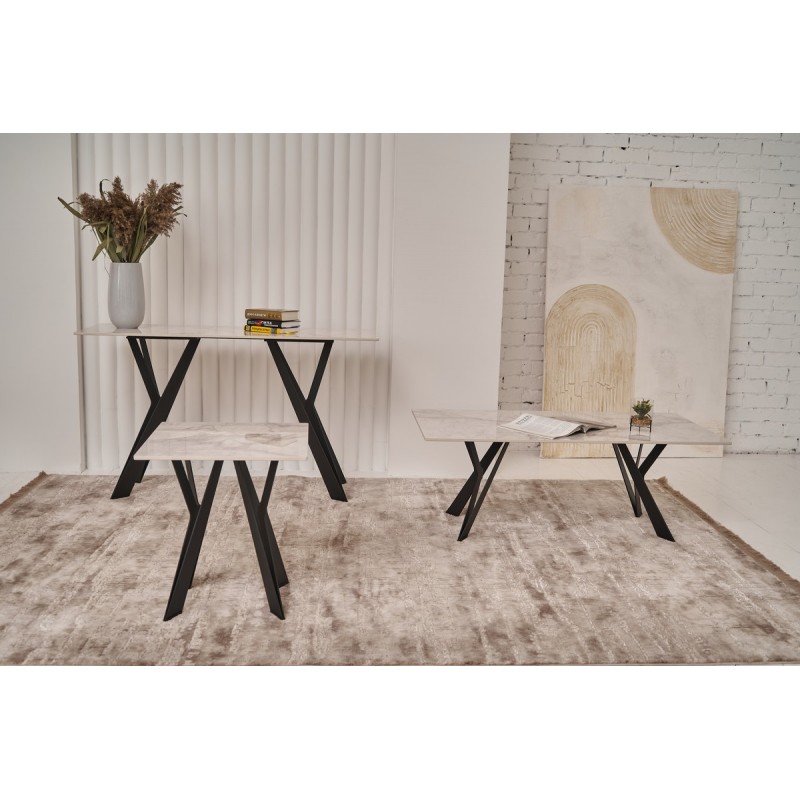 Консоль Тео бянко карарра + чорний Vetro Mebel