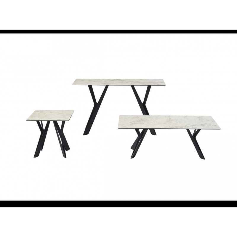 Консоль Тео бянко карарра + чорний Vetro Mebel