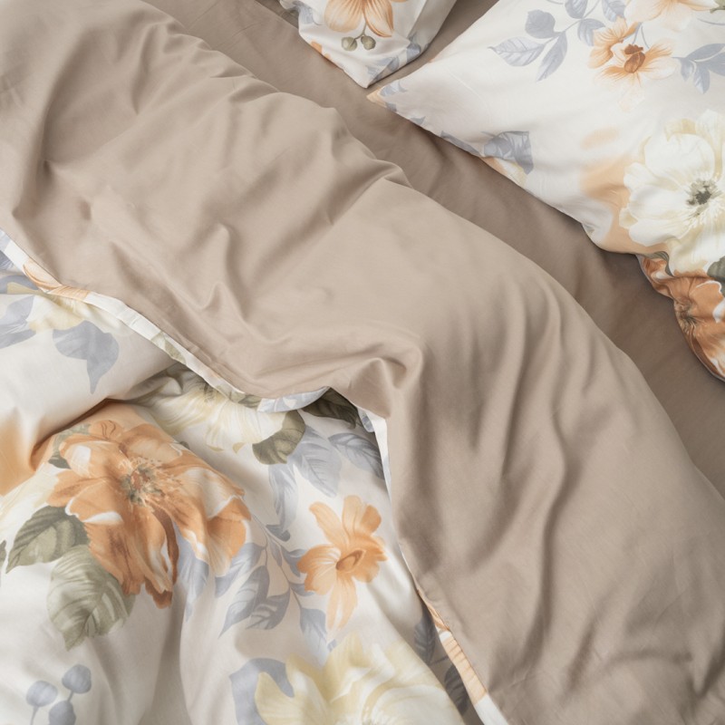 Комплект постільної білизни Tiare Євро Сатин Premium 163 з простирадлом на резинці 160х200