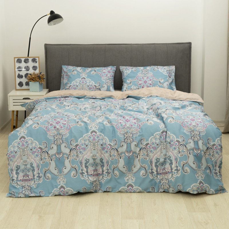 Комплект постільної білизни Tiare Євро Сатин Premium 175 з простирадлом на резинці 160х200