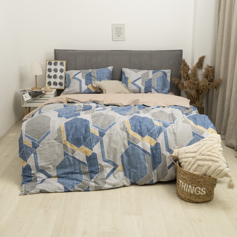 Комплект постільної білизни Tiare Євро Сатин Premium 183 з простирадлом на резинці 160х200