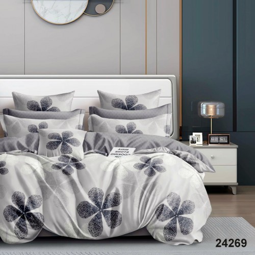 Комплект постільної білизни Viluta Євро Ранфорс 24269 з простирадлом на резинці 160х200