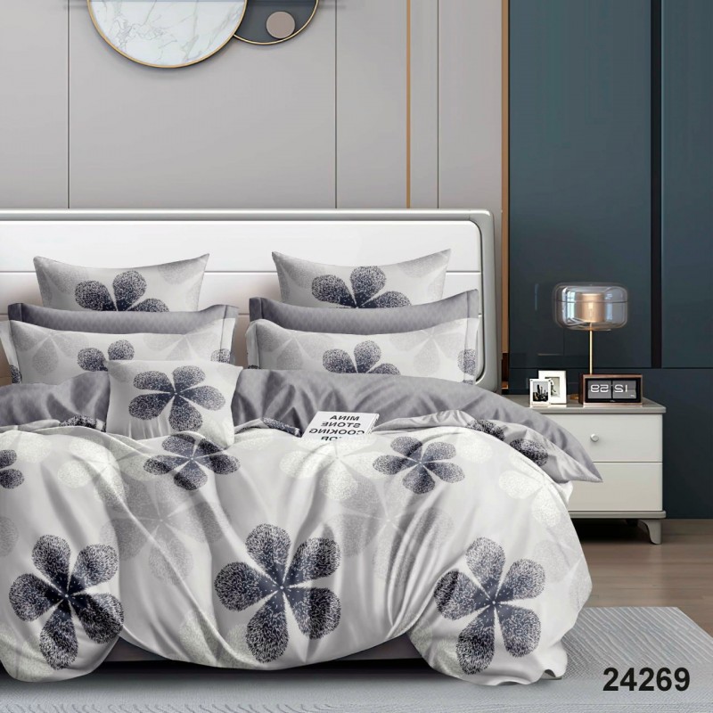 Комплект постільної білизни Viluta Євро Ранфорс 24269 з простирадлом на резинці 160х200