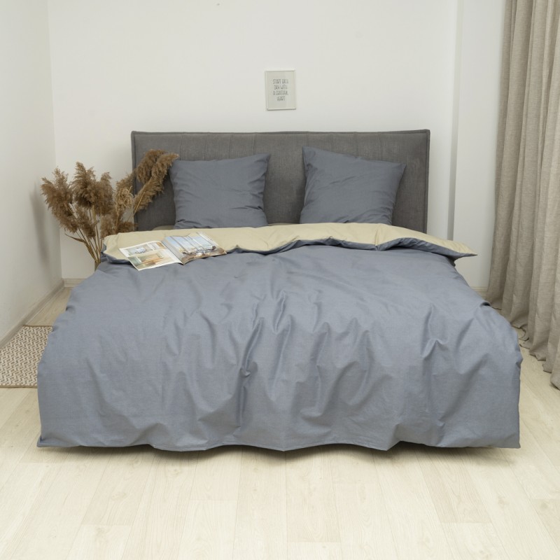 Комплект постільної білизни Двоспальний ранфорс 24335 с простирадлом на резинці 160х200