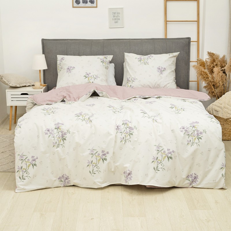 Комплект постільної білизни Євро ранфорс 24345 с простирадлом на резинці 160х200