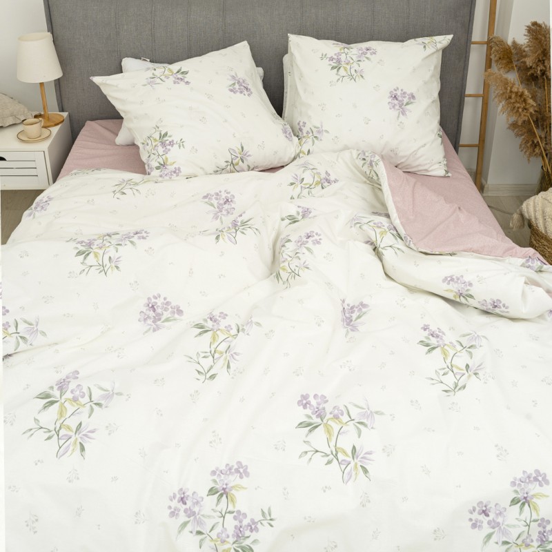 Комплект постільної білизни Євро ранфорс 24345 с простирадлом на резинці 160х200