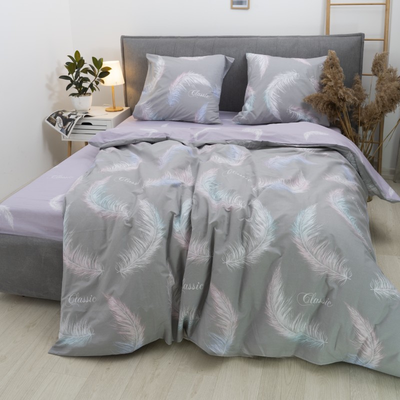 Комплект постільної білизни Вилюта Євро ранфорс 22214 с простирадлом на резинці 180х200