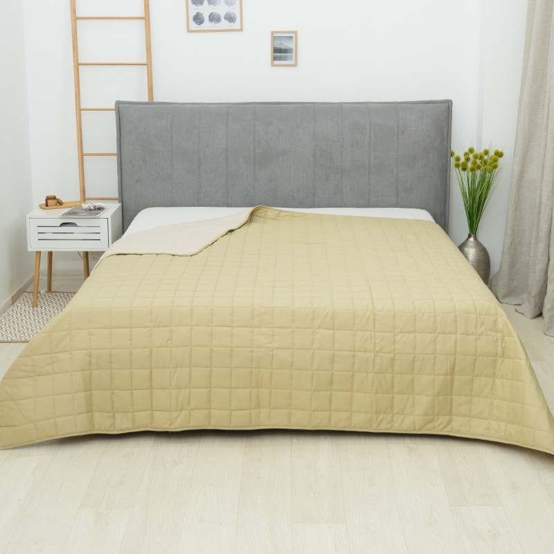 Покривало стьобане двостороннє Viluta Дует 210х220 Бежево-фісташковий