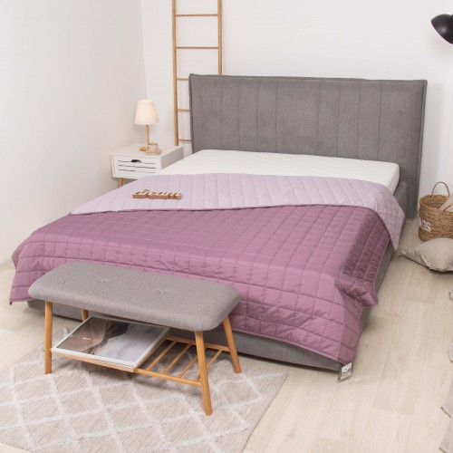 Покривало стьобане двустороннє Viluta Дует 140х210 Пудрова троянда