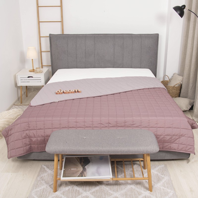 Покривало стьобане двустороннє Viluta Дует 140х210 Рожевий кварц