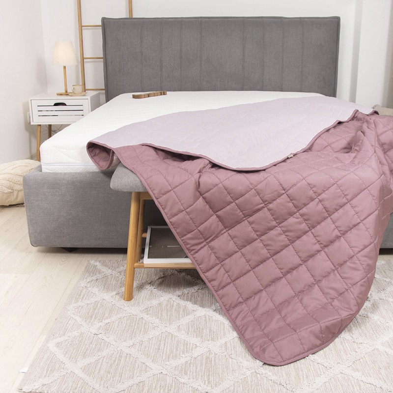 Покривало стьобане двустороннє Viluta Дует 140х210 Рожевий кварц