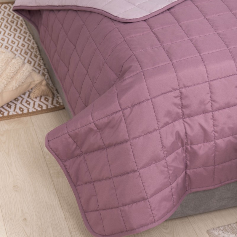 Покривало стьобане двустороннє Viluta Дует 210х220 Пудрова троянда