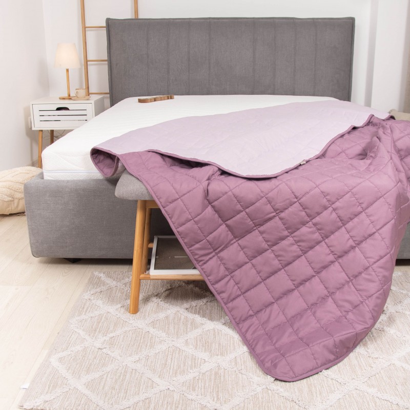 Покривало стьобане двустороннє Viluta Дует 210х220 Пудрова троянда