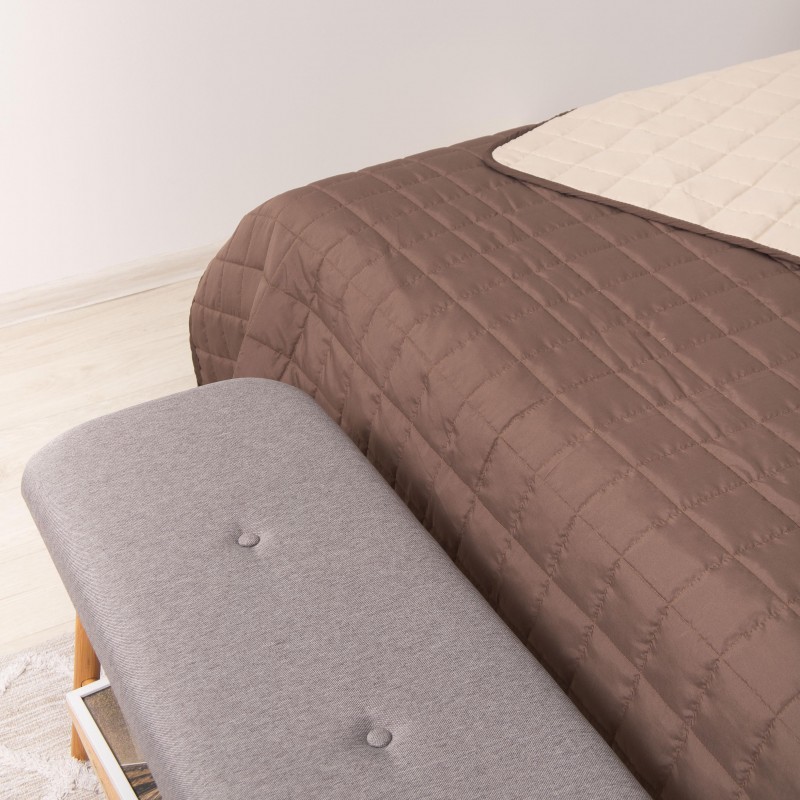 Покривало стьобане двустороннє Viluta Дует 210х220 Шоколадно-ванільний