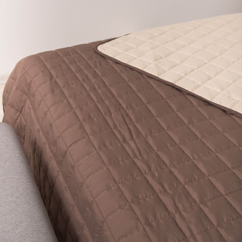 Покривало стьобане двустороннє Viluta Дует 210х220 Шоколадно-ванільний