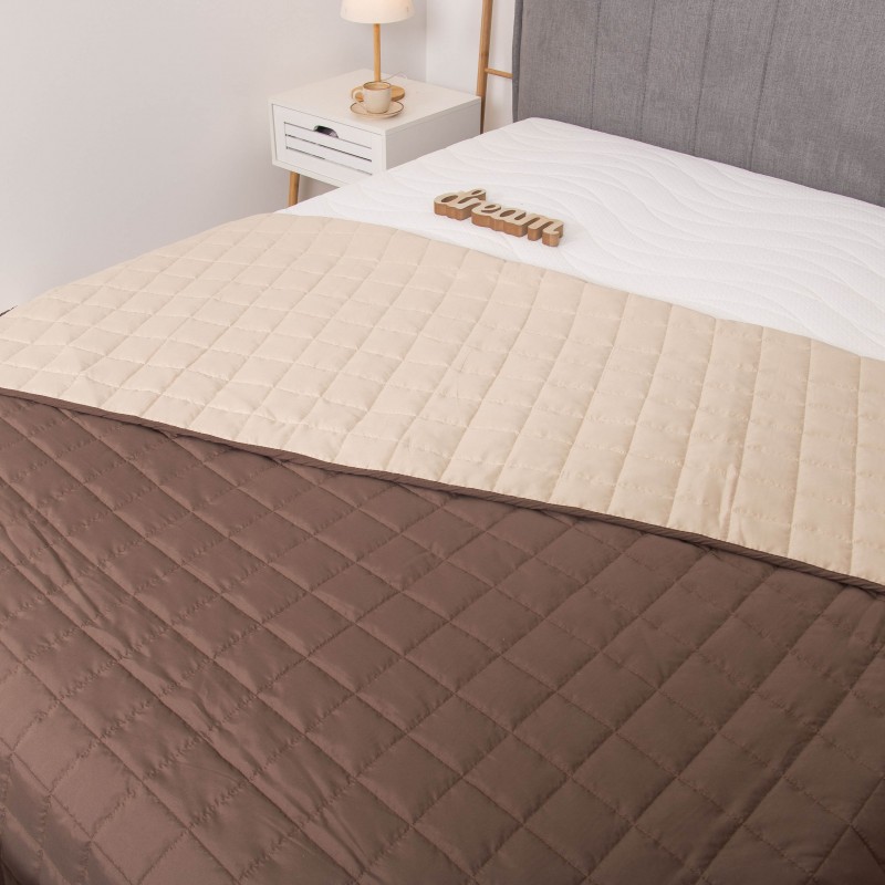 Покривало стьобане двустороннє Viluta Дует 210х220 Шоколадно-ванільний