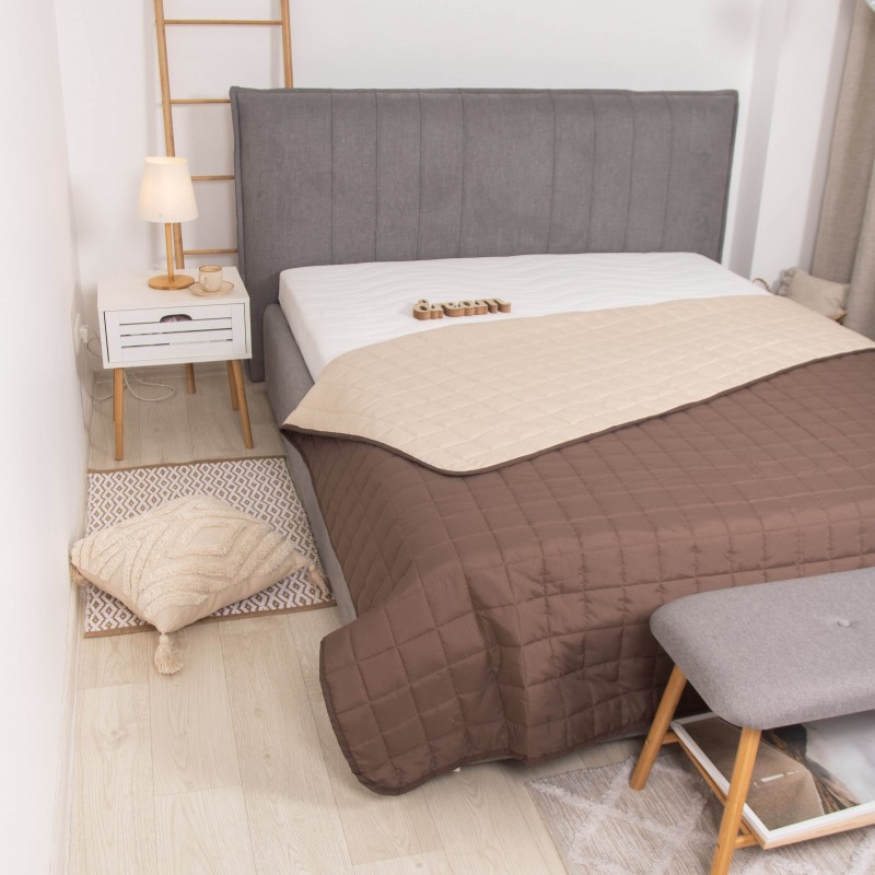 Покривало стьобане двустороннє Viluta Дует 210х220 Шоколадно-ванільний