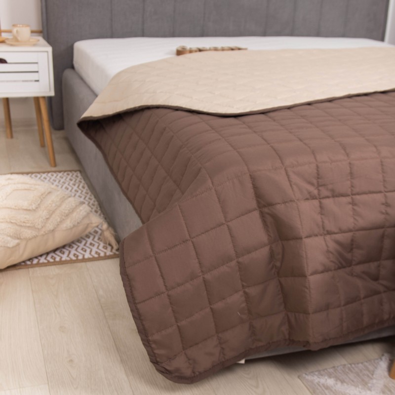 Покривало стьобане двустороннє Viluta Дует 210х220 Шоколадно-ванільний