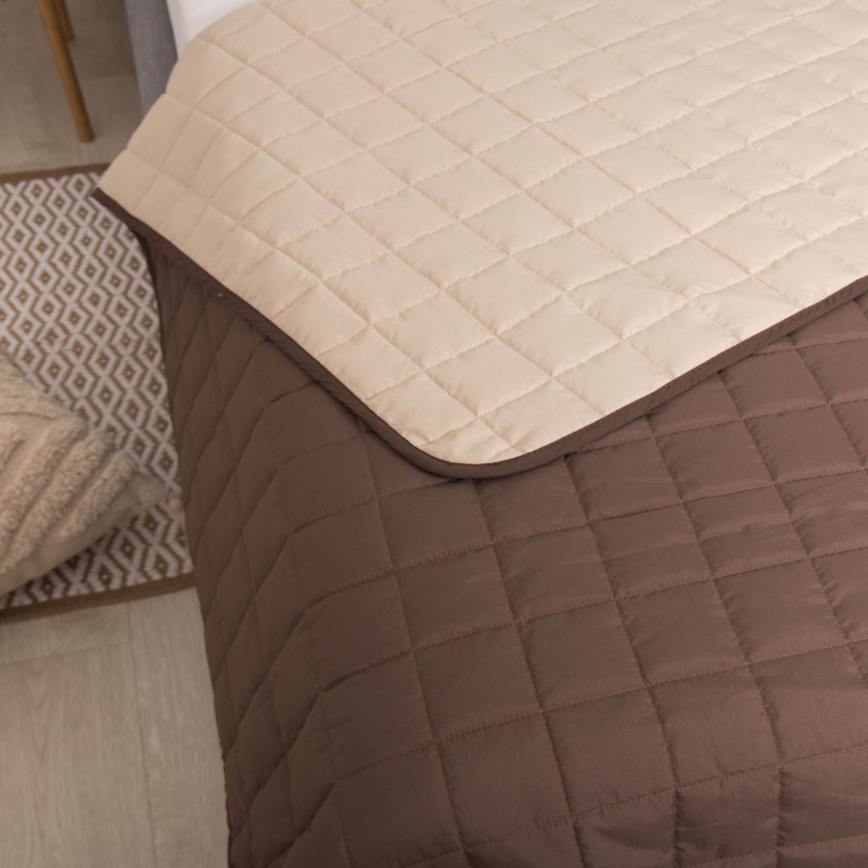 Покривало стьобане двустороннє Viluta Дует 210х220 Шоколадно-ванільний