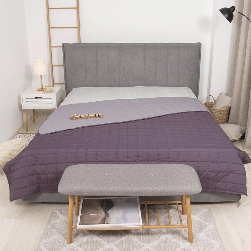 Покривало стьобане двустороннє Viluta Дует 210х240 Димчастий аметис