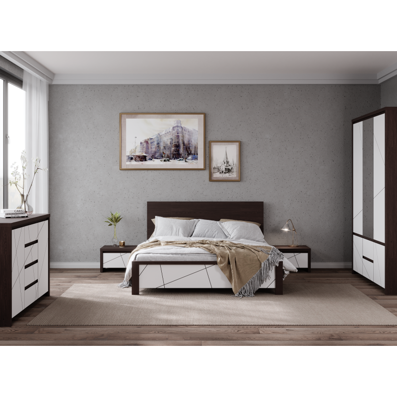 Ліжко КАСПІАН венге магія / білий сніг БРВ LOZ/90 (каркас)  ВМК-Україна